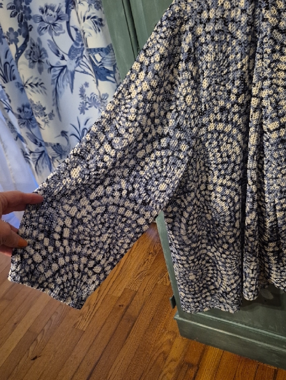 Ruby Rd. Blue & White Textured Open Cardigan - Picture 2 of 7